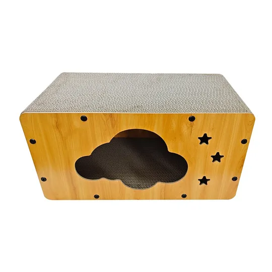 Simons Corrugated Luxe Cat Chateau with Catnip - Cloud