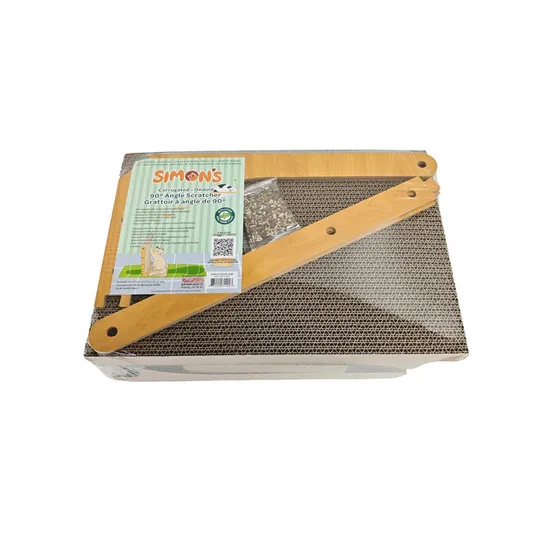 Simons Corrugated Luxe 90 Angle Scratcher with Catnip And Ball