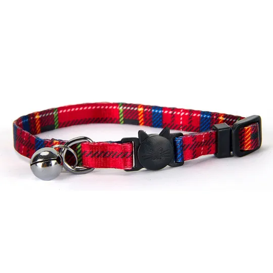 Collar Simon's Nylon Snag Free Breakaway Adjustable - Plaid Red