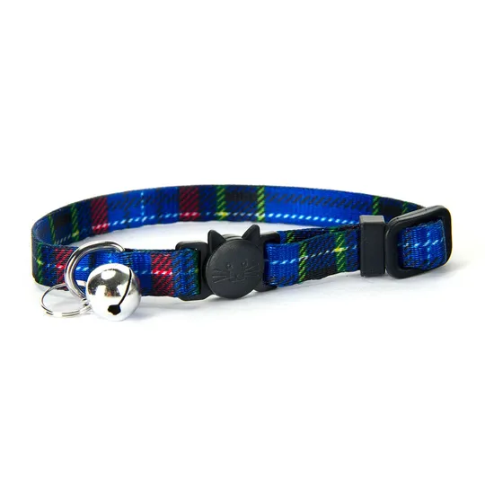 Collar Simon's Nylon Snag Free Breakaway Adjustable - Plaid Blue