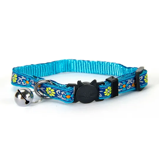 Collar Simon's Nylon Snag Free Breakaway Adjustable - Flower Blue